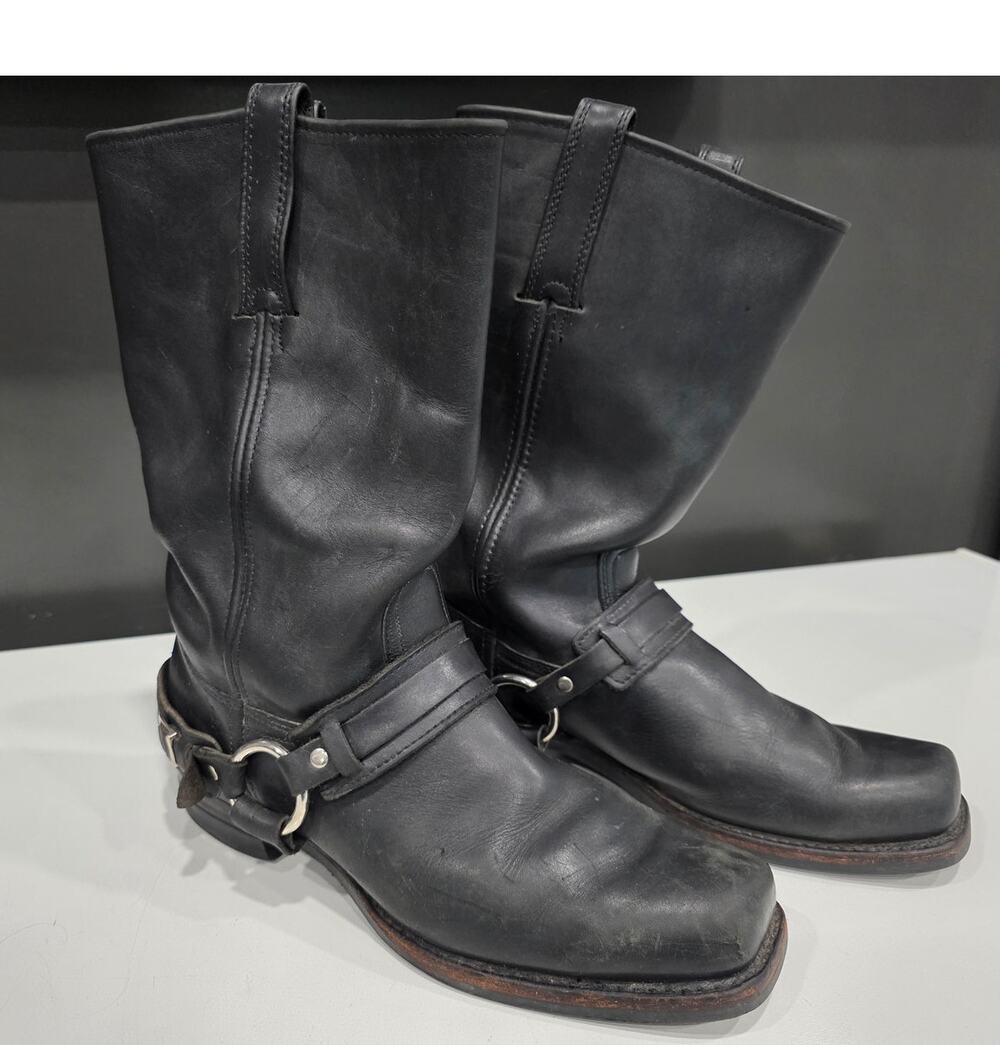 Vintage Frye 87250-1 Harness 12R Men’s 12M Black Leather Motorcycle Boots